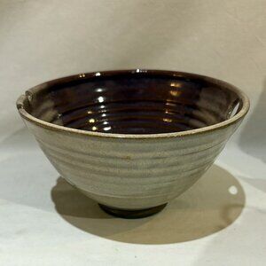 Clement Clayworks Art Pottery Bowl Hand Thrown Drip Glaze Noodle Bowl Signed